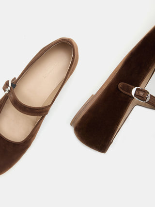 Le Monde Bryl Mary Jane / Date Brown Velvet - Women's Flats - EU 37.5 Le Monde Bryl Mary Jane / Date Brown Velvet - Women's Flats - EU 37.5
