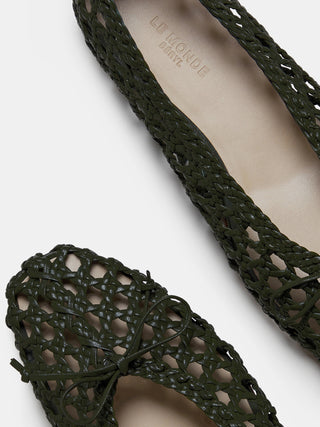 Regency Slipper / Green Woven Leather