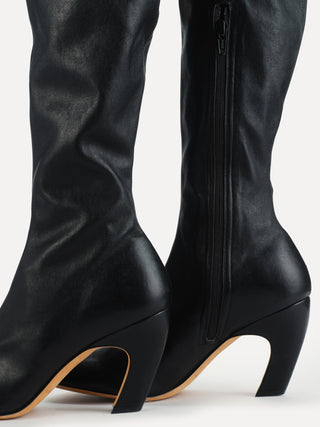 Mica Tall Boot / Black Stretch Leather