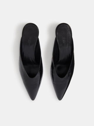 Victoria Micro Wedge Mule / Black Naplack Leather