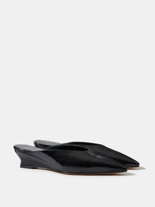 Victoria Micro Wedge Mule / Black Naplack Leather