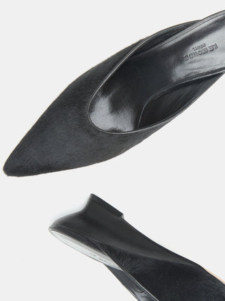 Victoria Micro Wedge Mule / Black Calf Hair