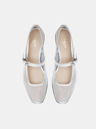 Ballet Mary Jane Silver Mesh