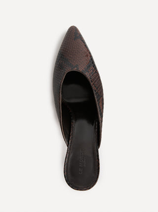 Petra Mule / Chocolate Leather Snake Effect