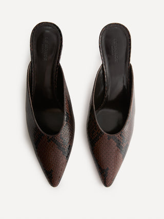 Petra Mule / Chocolate Leather Snake Effect