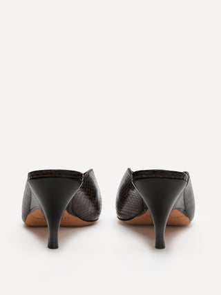 Petra Mule / Chocolate Leather Snake Effect