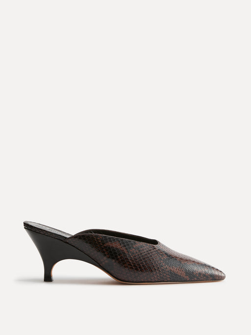Petra Mule / Chocolate Leather Snake Effect