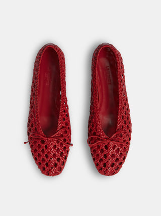 Regency Slipper / Crimson Woven Leather