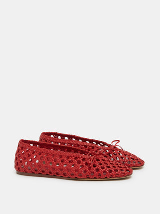 Regency Slipper / Crimson Woven Leather