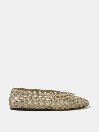 Regency Slipper / Ecru Woven Leather