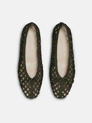 Regency Slipper / Green Woven Leather