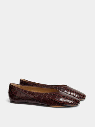 Regency Slipper / Coco Brown Croc Effect Leather
