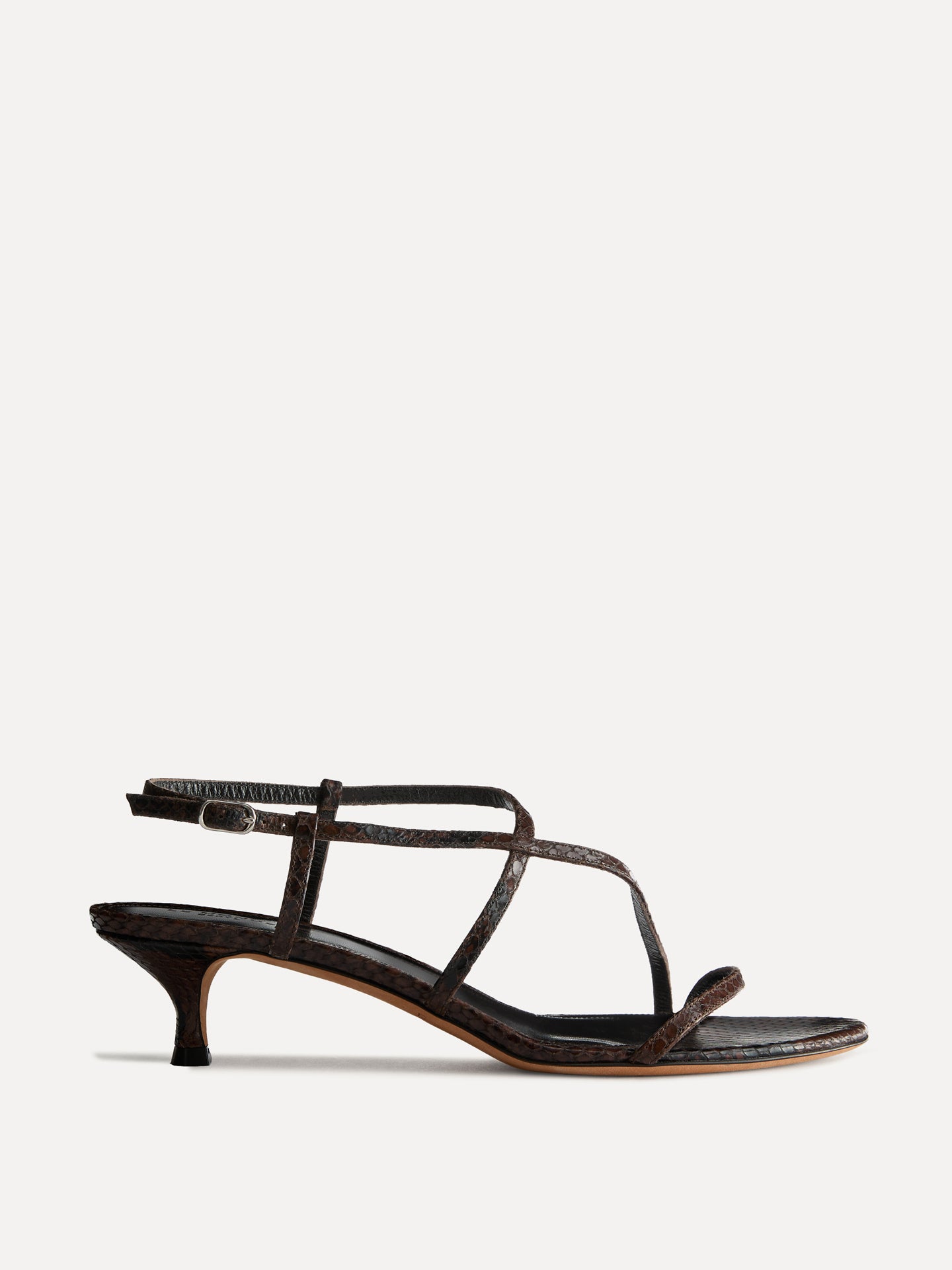 Rio Kitten Chocolate Leather Snake Effect