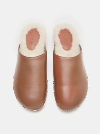 Agnes Sabot / Nougat Leather Cream Shearling