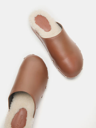 Agnes Sabot / Nougat Leather Cream Shearling