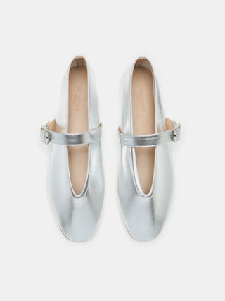 Stella Slipper / Metallic Silver Leather
