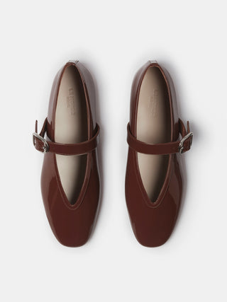 フラットシューズ [The Row] Stella Slipper in Leather Stella Slipper Brown in Leather – The Row