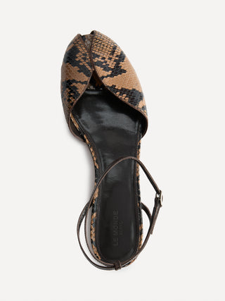 Valetta Flat / Fango Leather Snake Effect