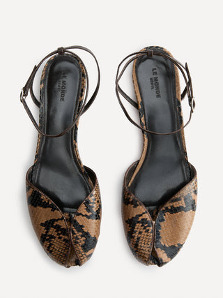 Valetta Flat / Fango Leather Snake Effect