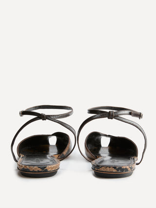 Valetta Flat / Fango Leather Snake Effect