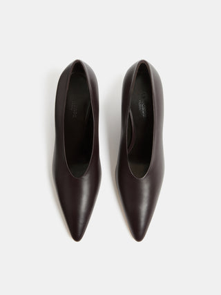 Victoria Decolette Wedge / Plum Leather