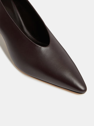 Victoria Decolette Wedge / Plum Leather