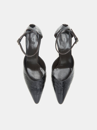 Victoria Kitten / Coco Black Leather Croc Effect