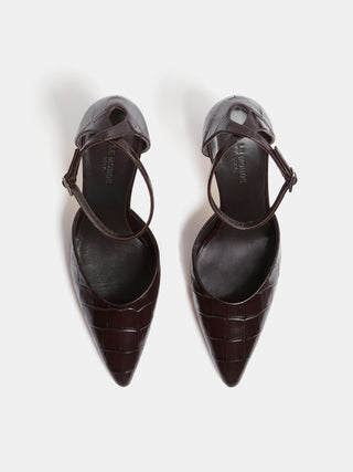 Victoria Pump / Coco Brown Leather Croc Effect