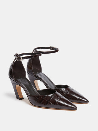 Victoria Pump / Coco Brown Leather Croc Effect
