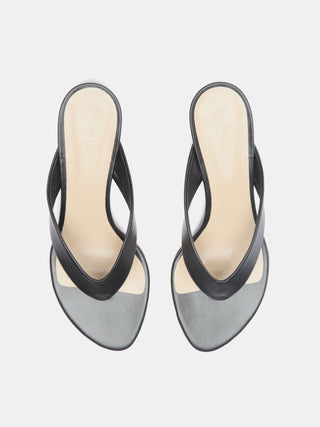 Micro Wedge Thong / Black Leather