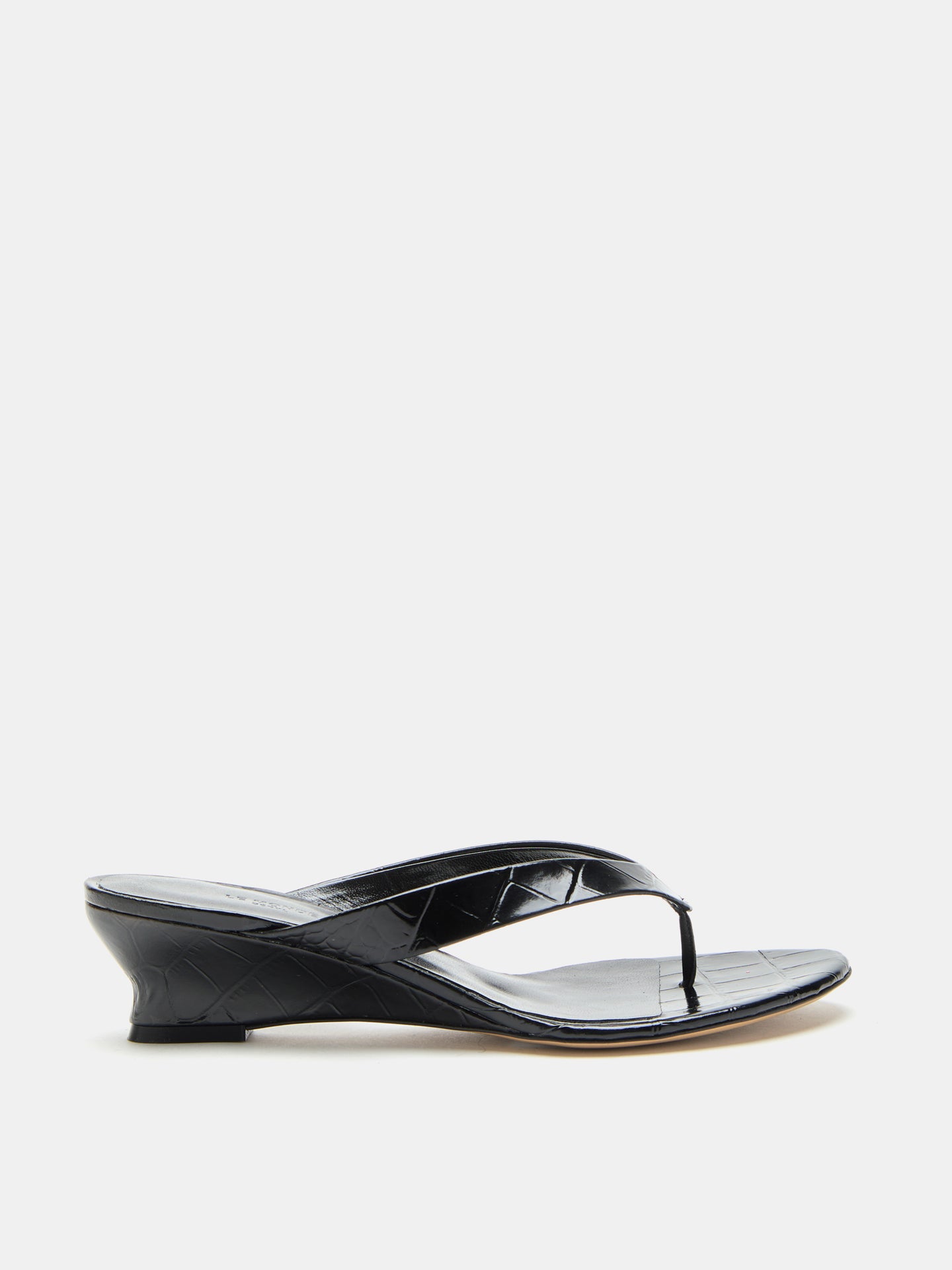 Micro Wedge Thong Coco Leather Croc Effect