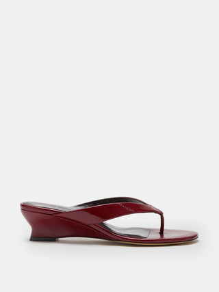 Le Monde Beryl - Micro Wedge Thong, Oxblood Leather Eel Effect