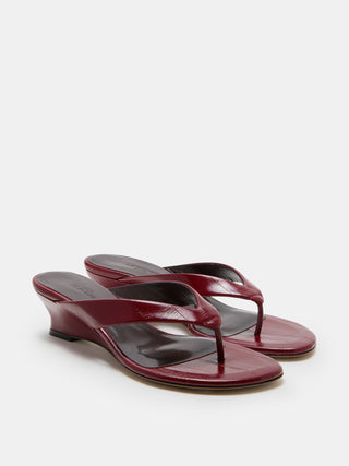 Le Monde Beryl - Micro Wedge Thong, Oxblood Leather Eel Effect