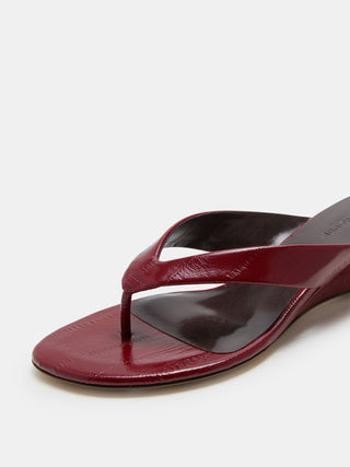Le Monde Beryl - Micro Wedge Thong, Oxblood Leather Eel Effect