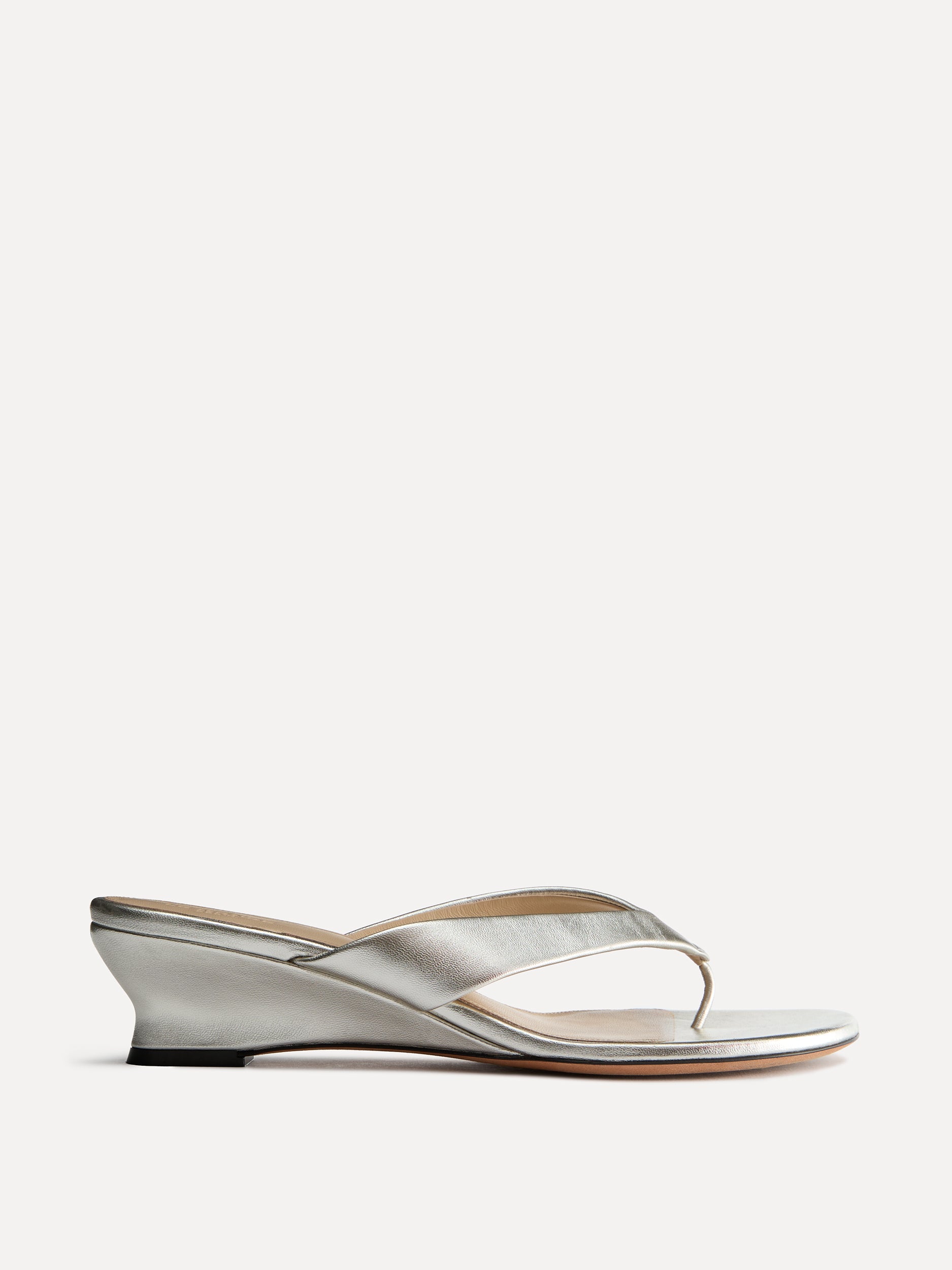 Micro Wedge Thong Champagne Leather