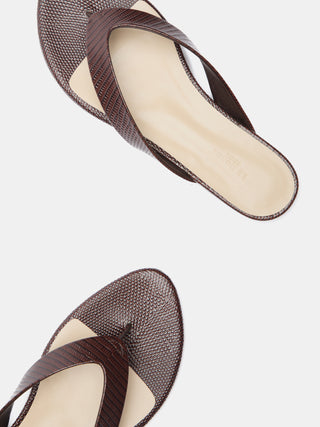 Micro Wedge Thong / Bruciato Leather Snake Effect