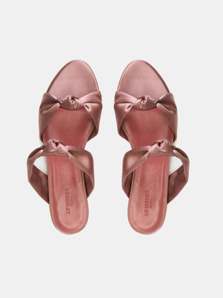 Knot Sandal Flat / Rose Satin
