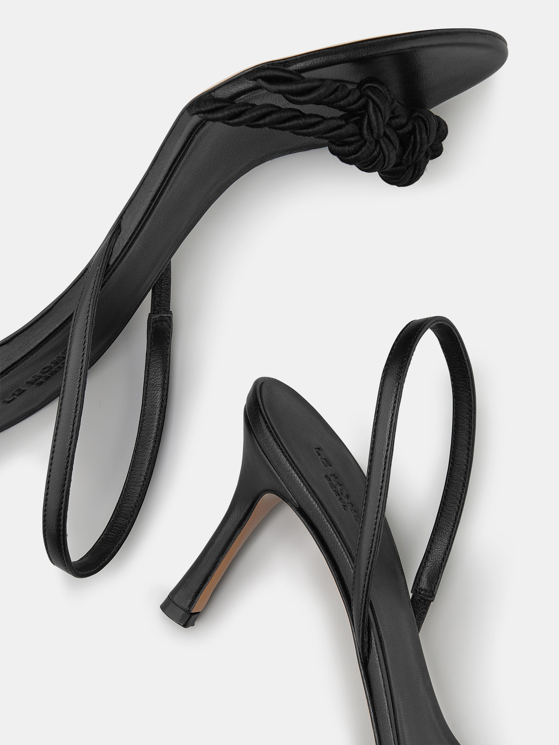 80mm Slingback Rope Heel Sandal / Black LeatherViscose